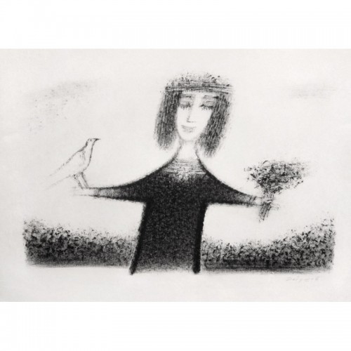 Girl Flowers and birds
